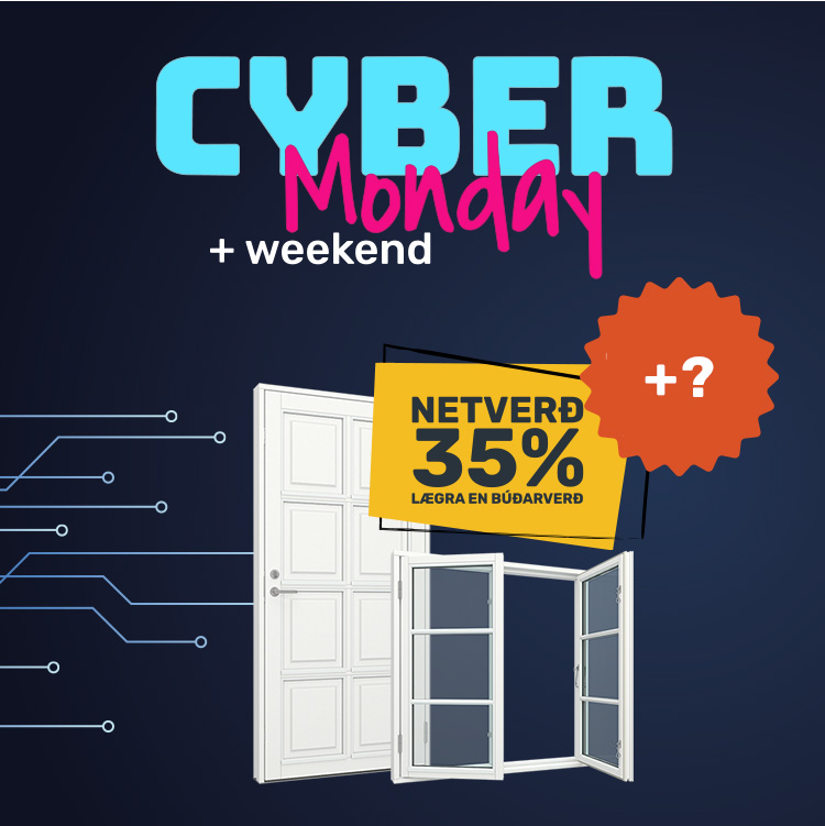Cyber Monday hero image unknown percentage | Vinduesgrossisten