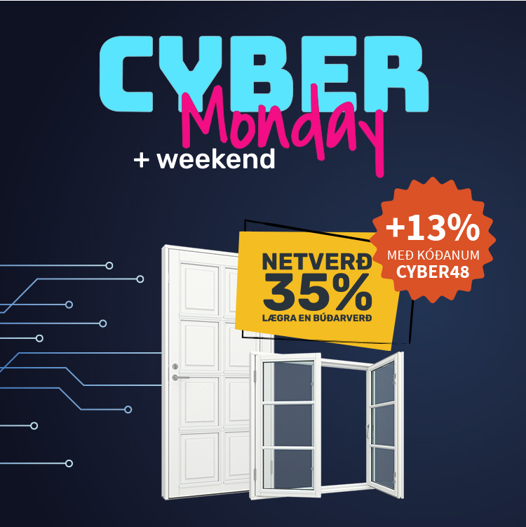 Cyber Monday hero image unknown percentage | Vinduesgrossisten